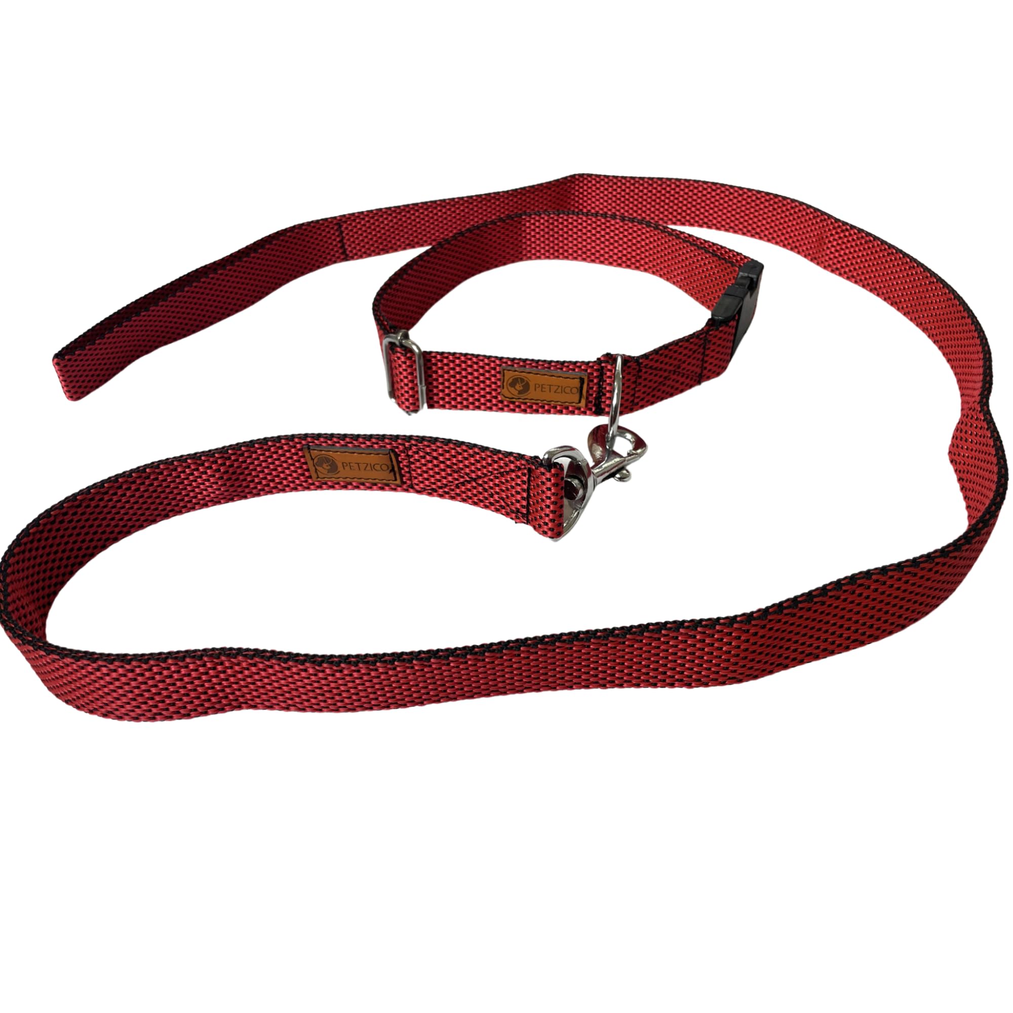 Checkered Flat Dog Leash and Collar Combo by PetZico for Large Dogs Adjustable Dog Collar Double Layer Bite Proof Sturdy Flat Leash for Heavy Chewers (Red) (B0C7R92H8H) Amazon Price History, Amazon Price Tracker