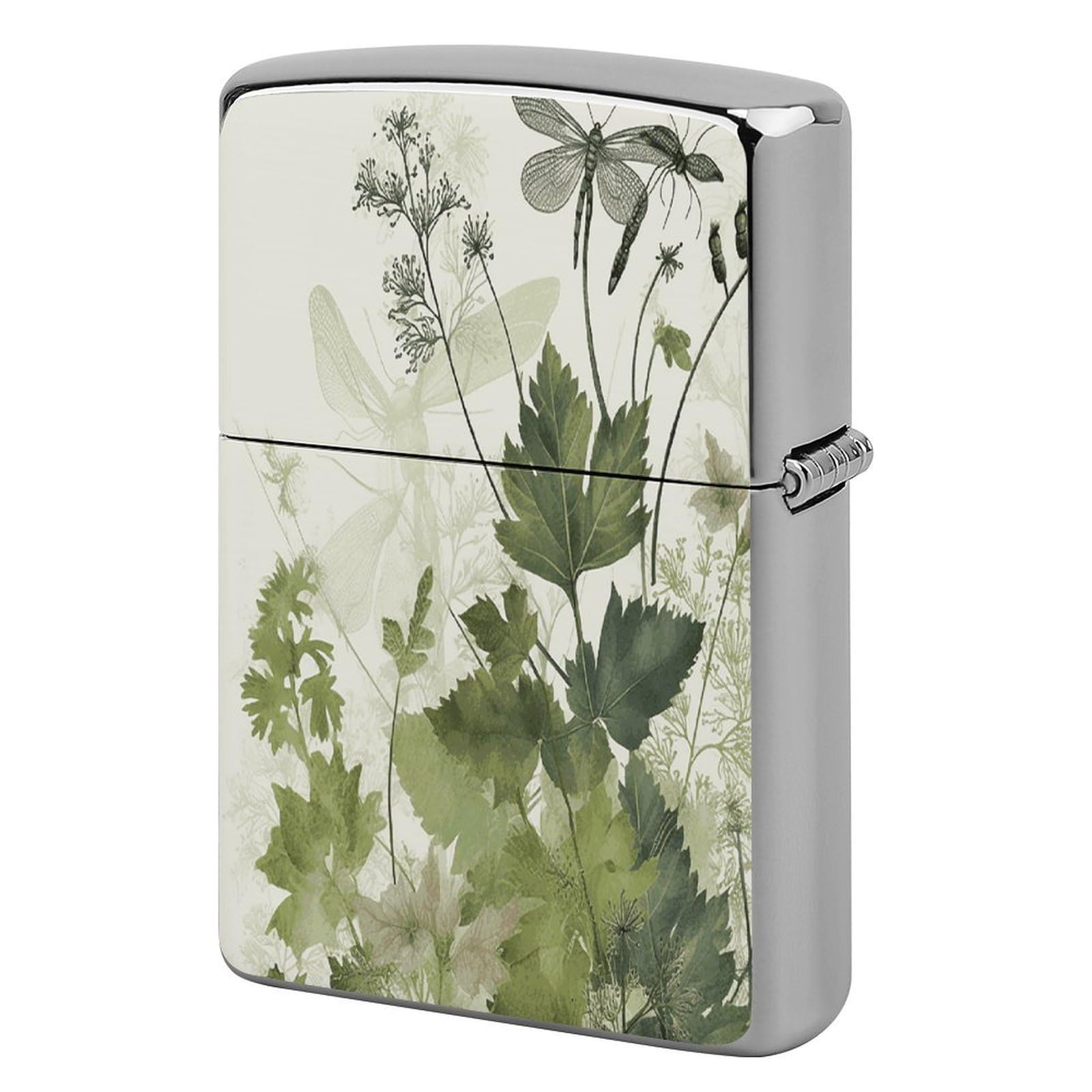 Fekiloot Style Foliage And Herbs With Dragonflies Winged Lighter Case Cover Lighter Holder