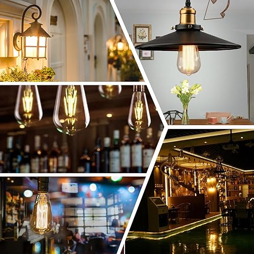 Miniatura 8 de Bombillas LED Edison vintage de 6 W, equivalente a 60 W, blanco cálido 2700 K, ST64, bombillas de filamento LED antiguas regulables con 90+ CRI, 600