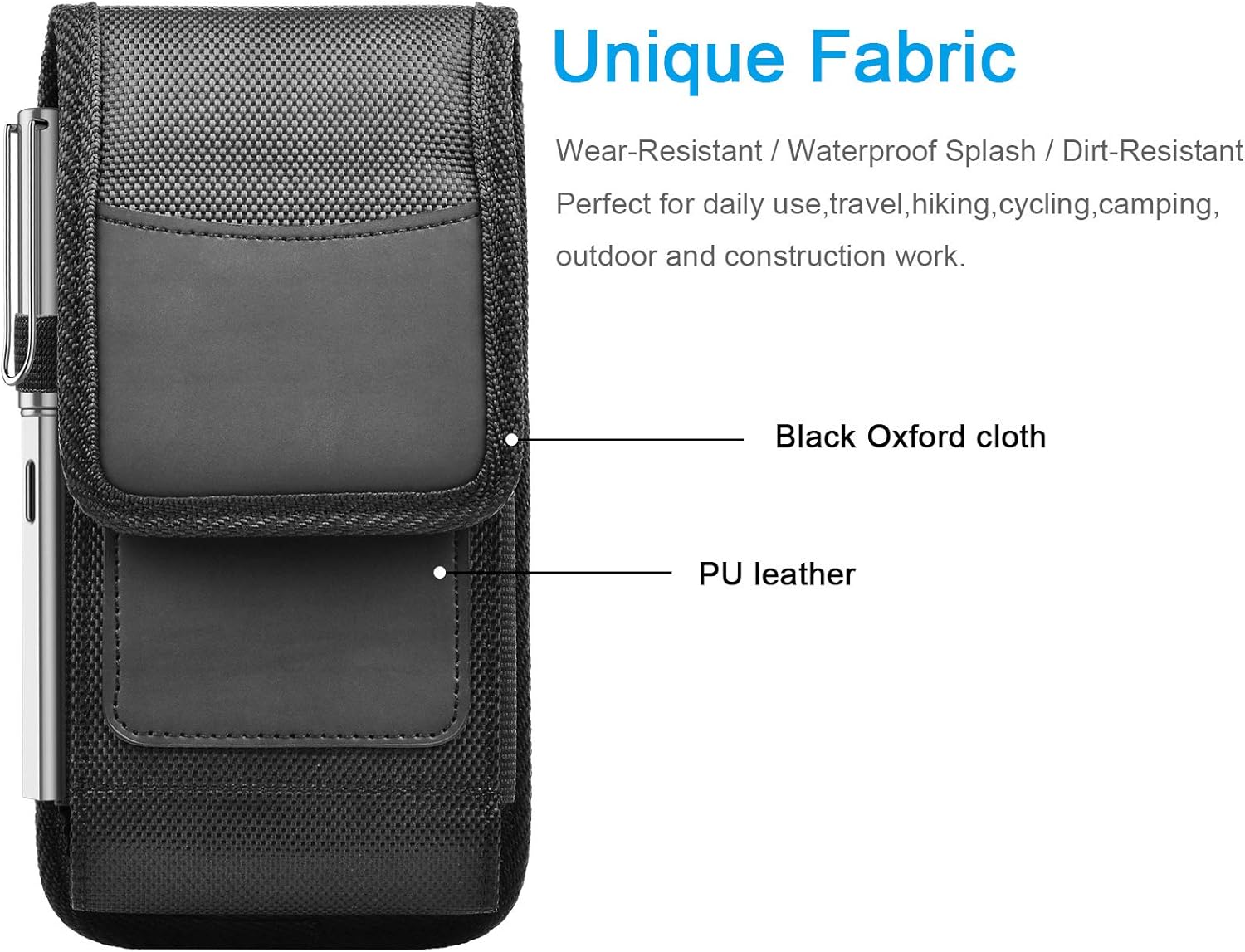 Phone Holster for Samsung Galaxy S25 S24 S23 S22 S21 Ultra S20 FE S10 A02S A12 A13 A32 A51 A52 Note 20 Ultra Note 10 Plus Nylon Cell Phone Pouch Belt Holder Carrying Case with Belt Clip,Black - Image 3