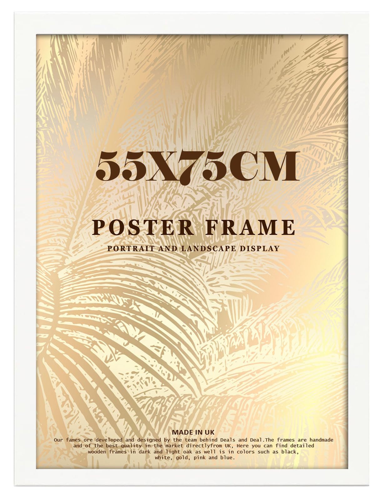 DEALS ON DEAL Minimalist Slim Profile White Poster Frame 75x55cm MDF Picture Frame for Jigsaw Puzzles Shatter-Proof Front Portrait/Landscape Ideal for Home & Office Décor