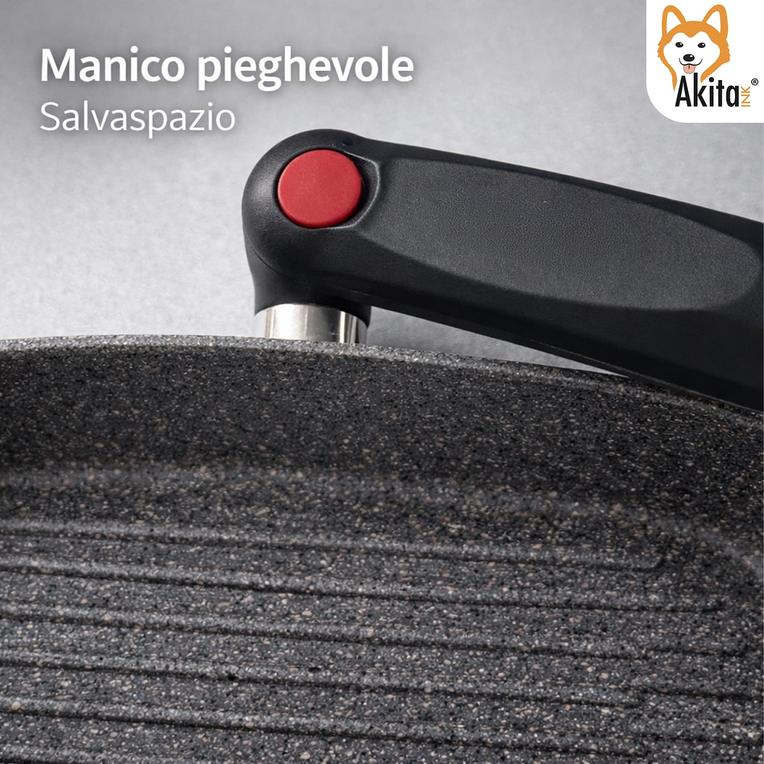 AKITAInk Bistecchiera Antiaderente Effetto Pietra - Grill per Carne e Verdure, Salvaspazio, Disponibile in Diverse Misure, Ideale per Uso Quotidiano (Bistecchiera Cuore di Pietra 33x26 cm)