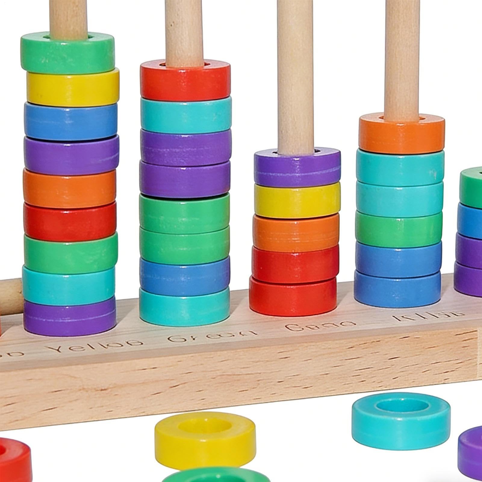Genérico Anillos apilables de íris, Agarre ergonómico de Madera, Base de Almacenamiento integrada, Entrenamiento de Equilibrio, clasificador de Formas, Juguetes educativos para niños — view 6