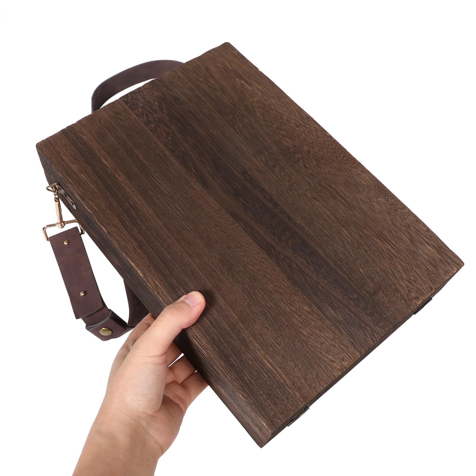 KICHOUSE Scatola in Legno Portaoggetti Artistico per Organizzazione Scrivania con Coperchio Design Raffinato per Pennelli e Cancelleria per Ufficio o Esterno