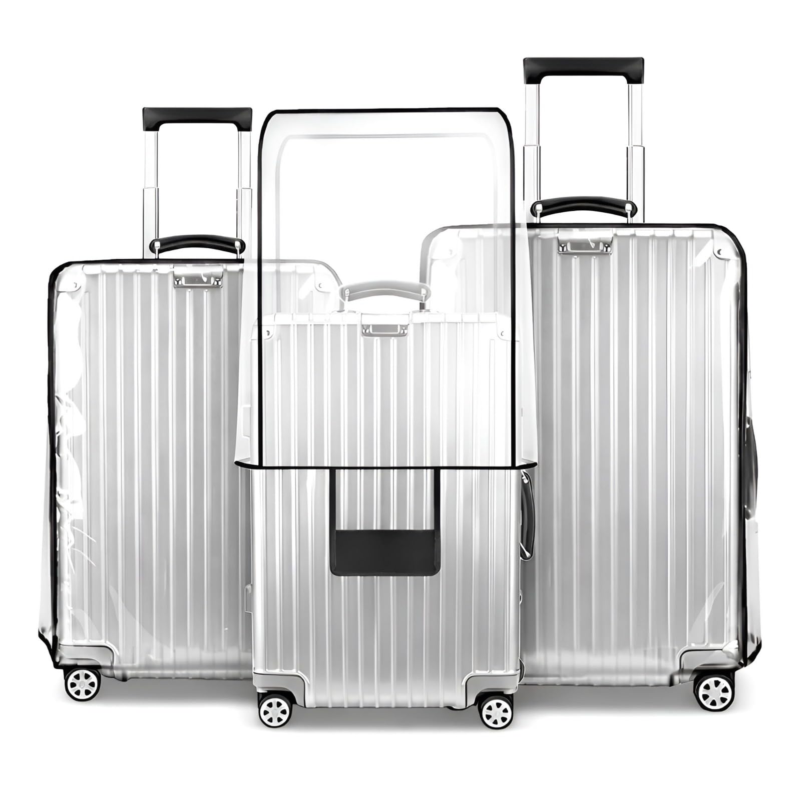 FAB ELLITE Combo of 3 Trolley Bag Cover/Suitcase Bag Cover/Waterproof Dustproof Luggage Cover/Zippered Clear PVC Suitcase Covers Protectors (28 inch, 24 inch, 20inch)-image-17
