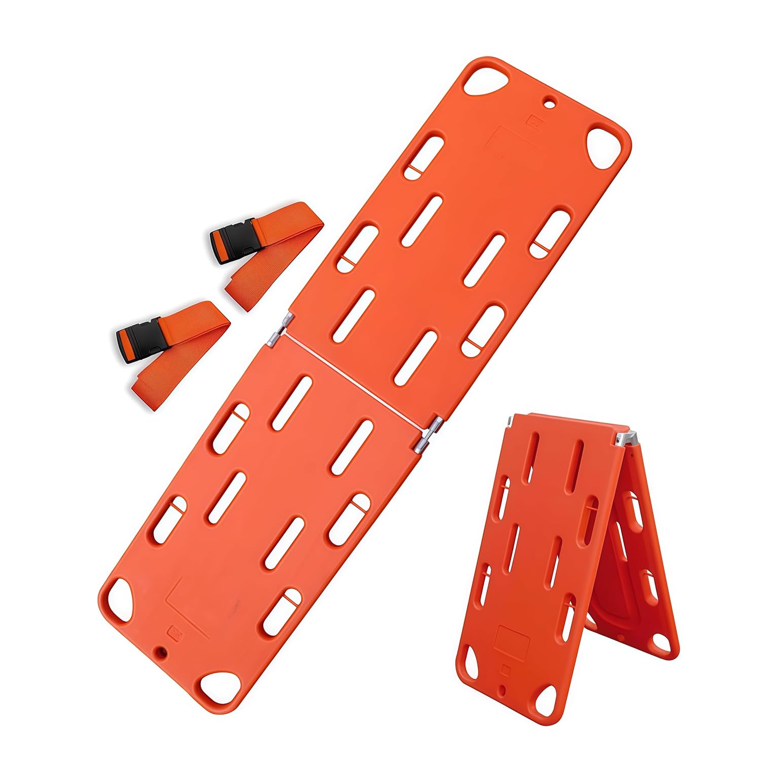 Spine Board Stretcher with Backboard Straps, Foldable Medical Stretcher for Patient Transport Rescue Lightweight, 73x19.5in, Orange