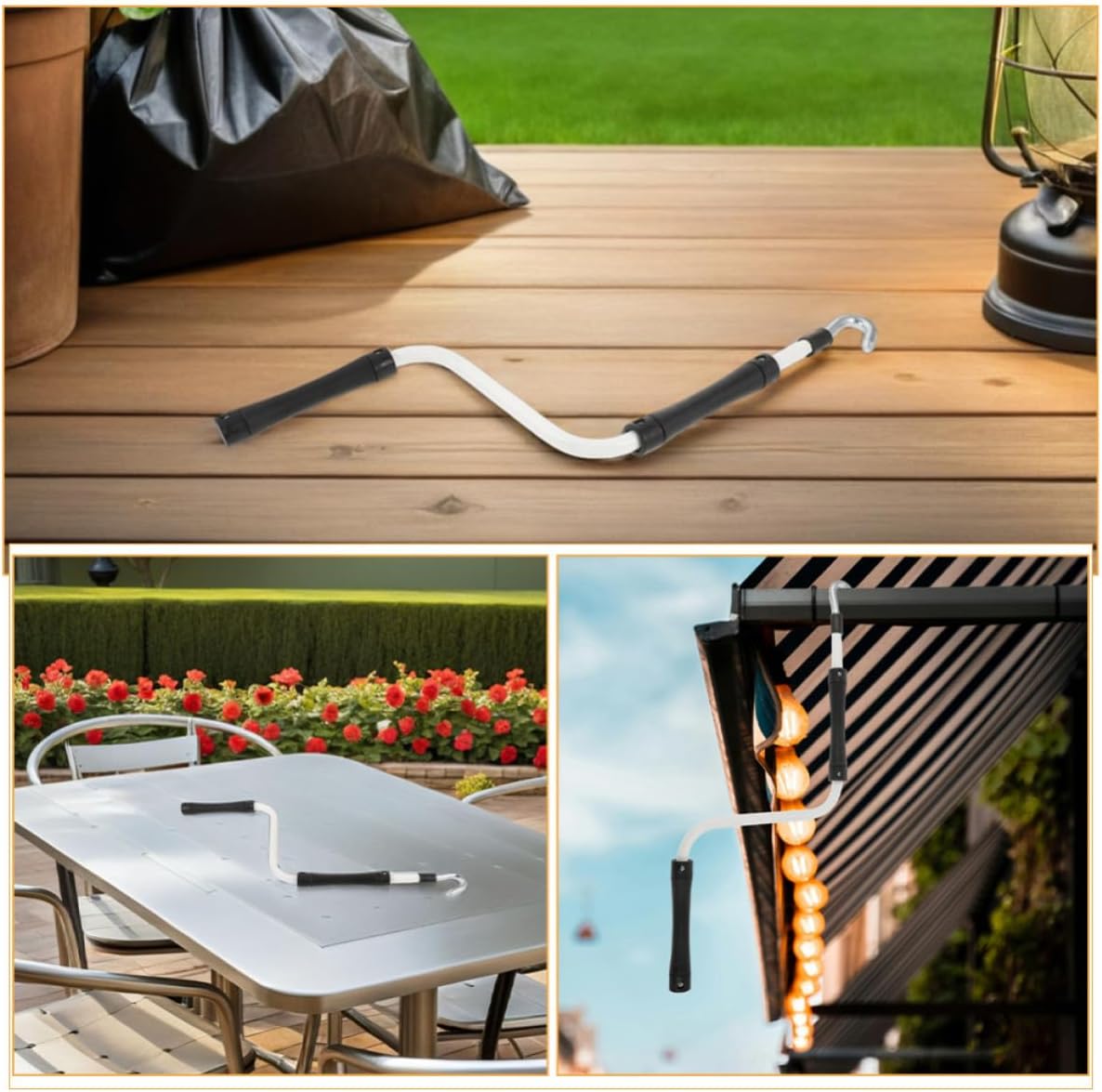 Manual Awning Crank Handle Wand for Rv and Roller Shutters Black