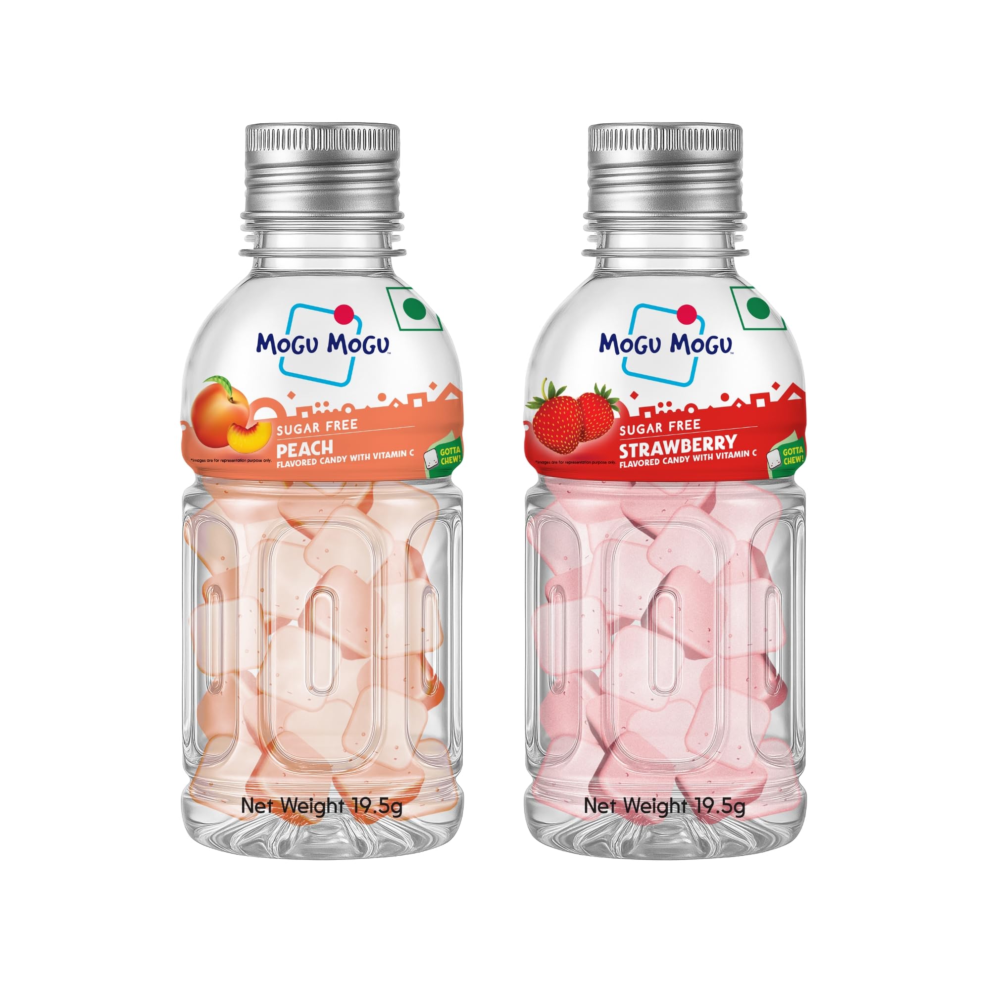 Mogu Mogu Candy | 19.5g (Pack of 2) | Peach and Strawberry Fruity Flavours | Sugar-Free with Vitamin C | Refreshing Hard Candy | Imported from Thailand-image-48