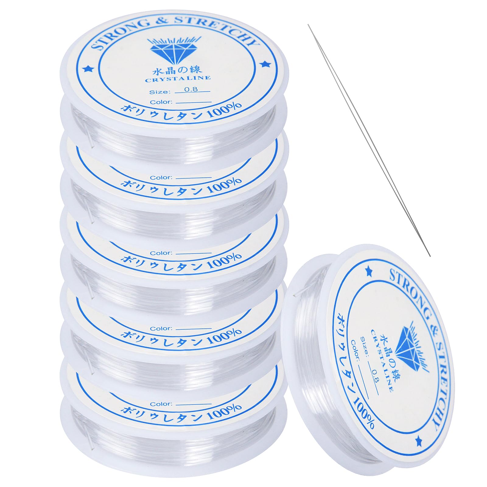 0.8mm Clear Elastic for Bracelet Making, Strong & Stretchy Elastic String Bracelet String Beading Thread with Bead Needle for Jewellery Making Beading & DIY Craft Projects