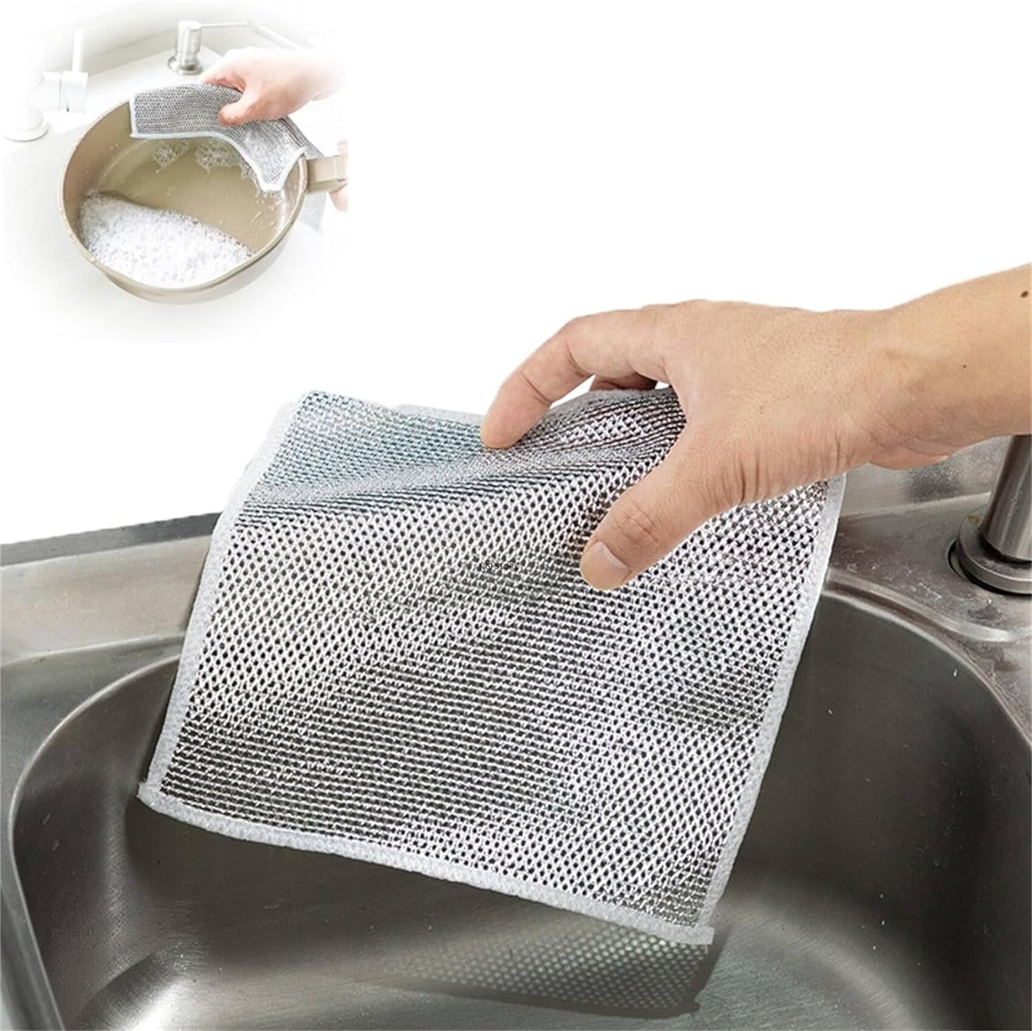 Aashirvad Sales Multipurpose dishwashing rag Tableware Scrub Pads Steel Wool Miracle Sponge Dry Scrubber Supplies Tools Non Scratch Wire Dishcloth Cleaning Cloths Bathroom Kitchen for Wet. (6)