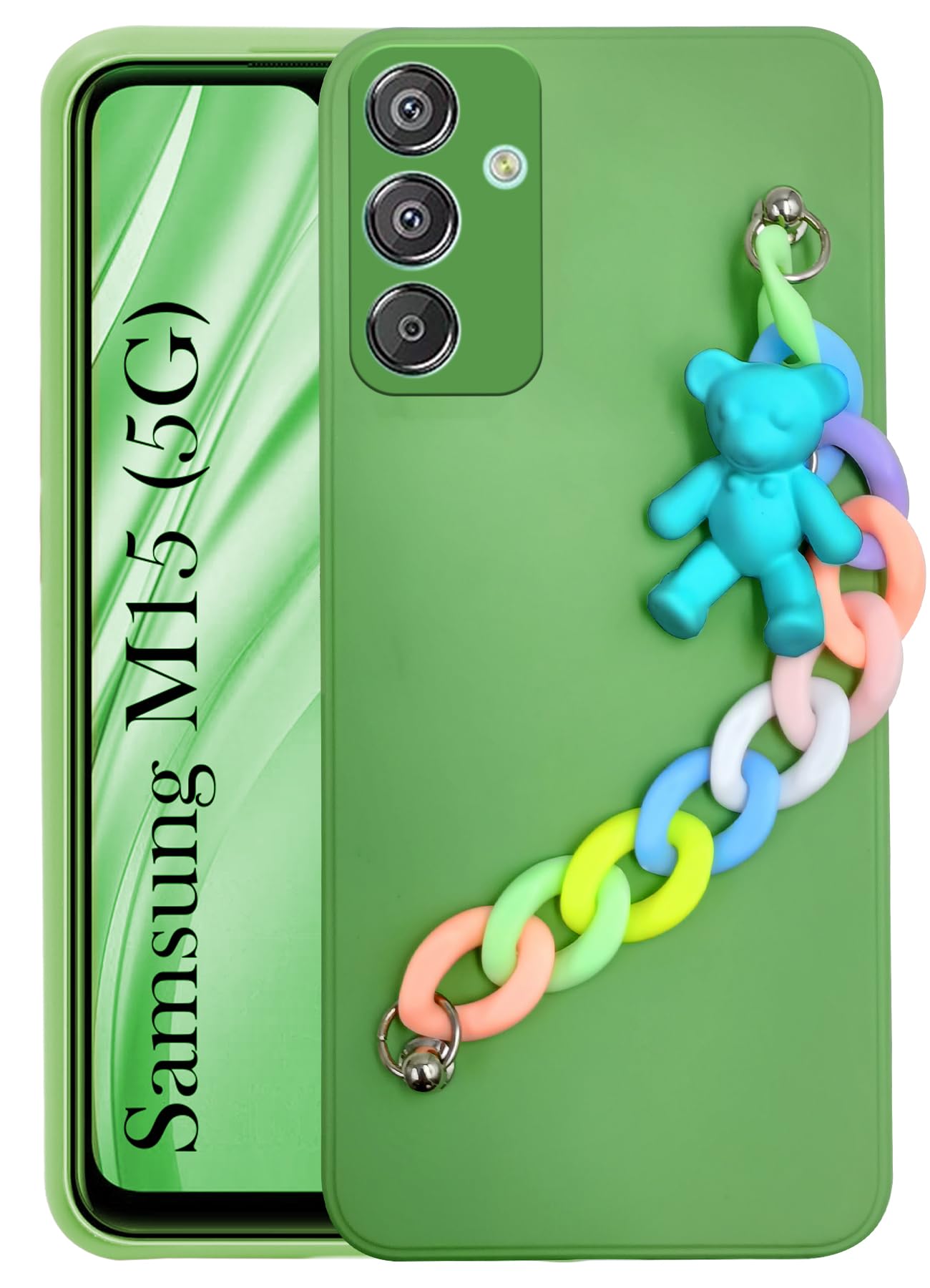Jkobi Back Cover for Samsung Galaxy M15 5G Girls Case with Bracelet (Wrist Hanging Chain | Teddy Toy Cartoon | Matte Green) (B0D32YVLX8) Amazon Price History, Amazon Price Tracker