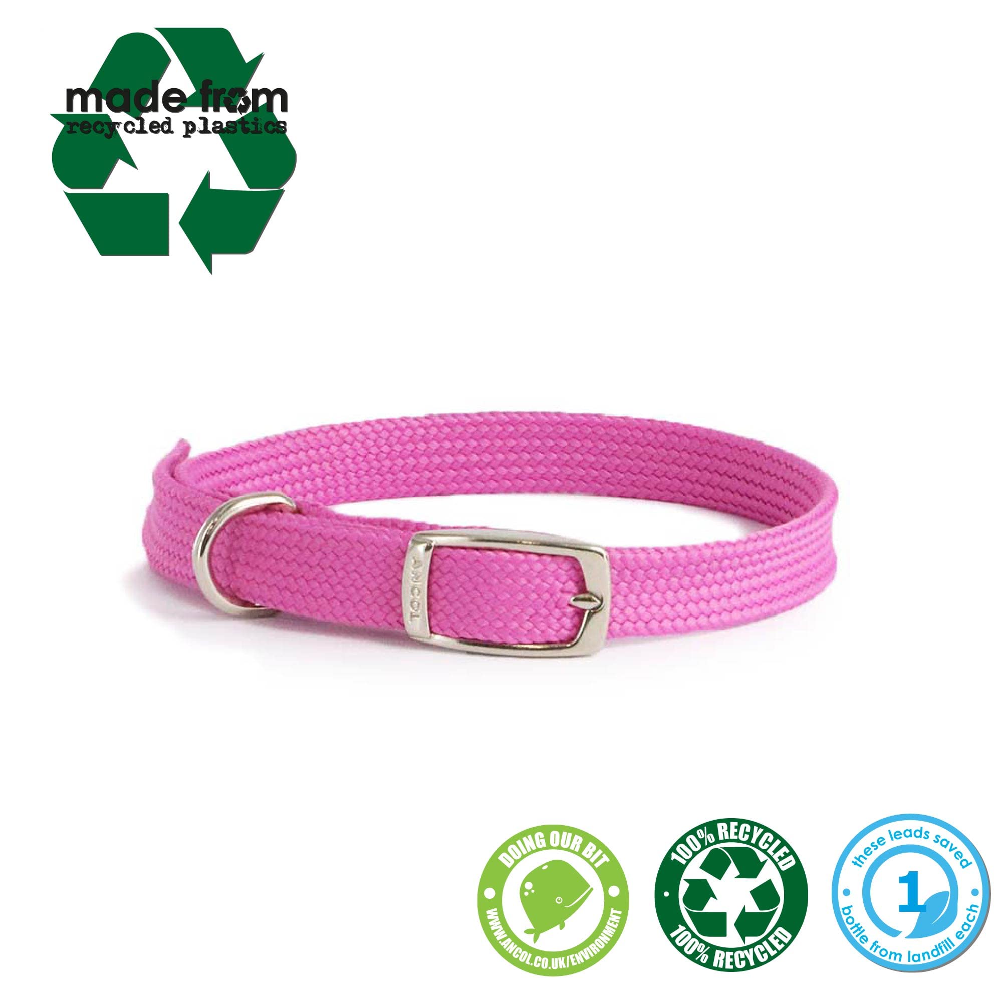 Ancol Softweave Collar Pink Made From Size 2 ( fits neck 25-31cm) - Image 2