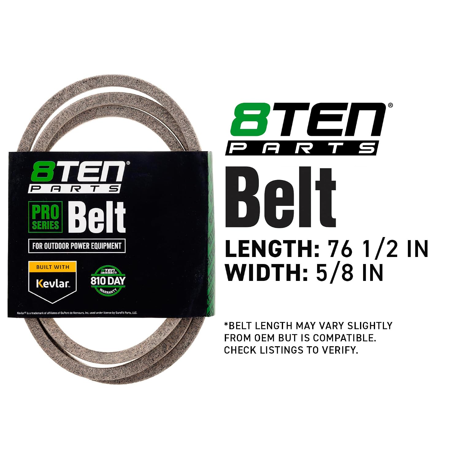 8TEN Belt with Kevlar for Snapper Pro S200XT 72-Inch 5105036FS Wright 71460074 Bobcat 2722570 76 1/2 x 5/8