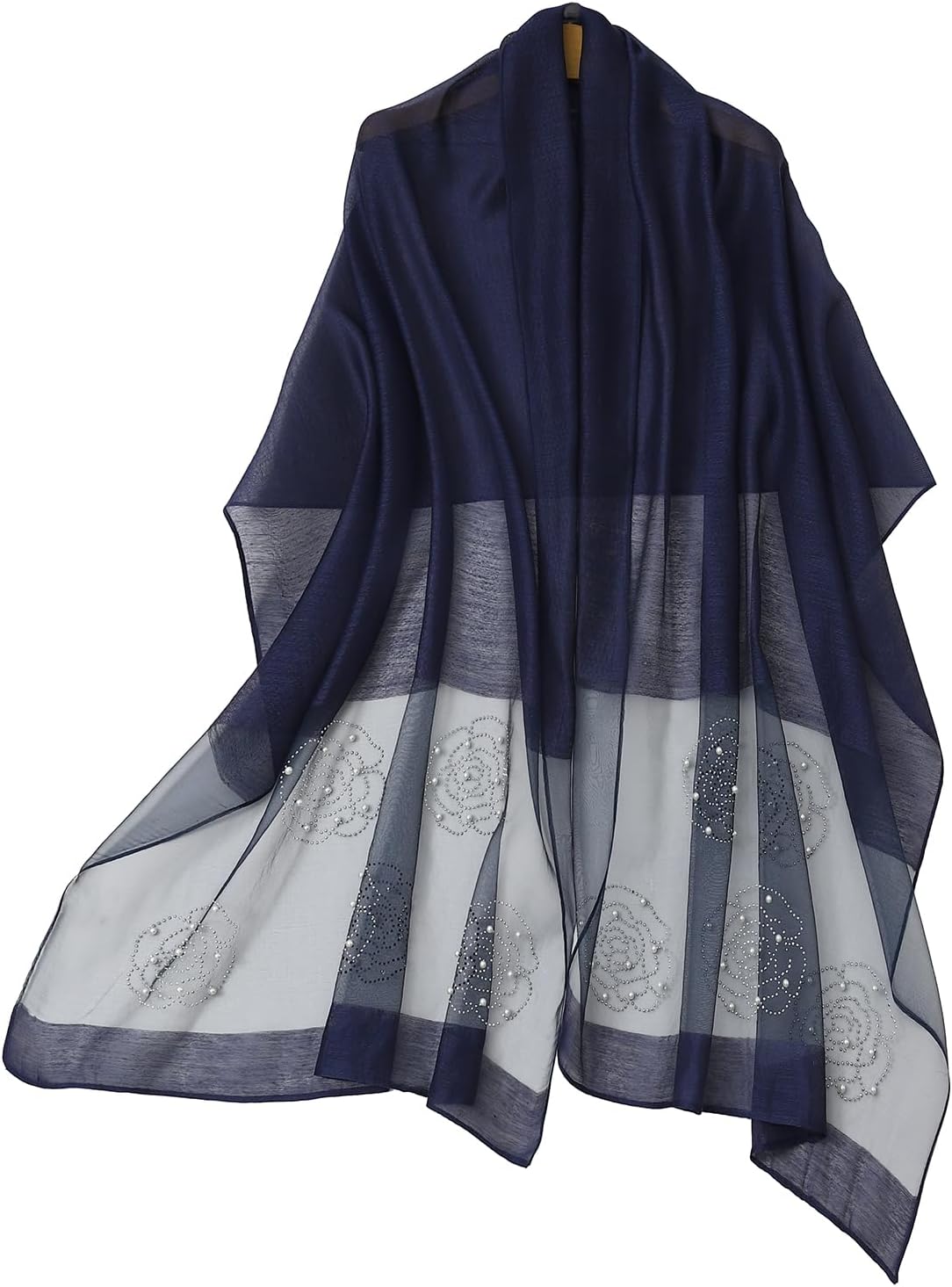 Isurrender Silk Wool Feeling Shiny Scarf Wrap Women Elegant Shawl for Evening Dresses Scarf Flower silk Pashmina Shawl