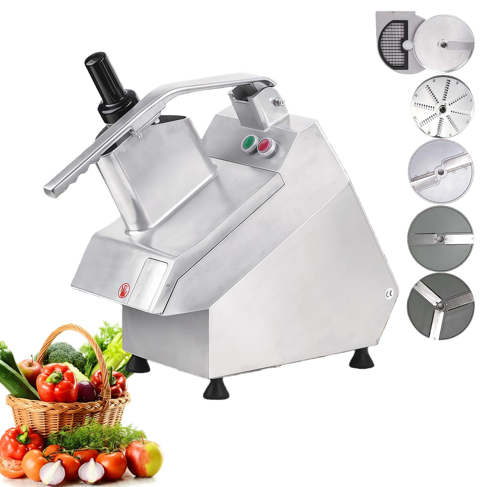 BANGBANGJI Tagliaverdure Automatico Multifunzionale Commerciale e Robot da Cucina da 550 W, con 6 Lame Staccabili, per affettare, sminuzzare, Tagliare a dadini e Tagliare a fette