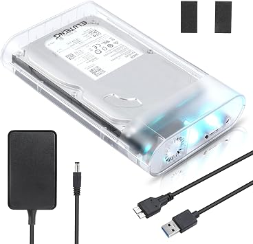 ELUTENG 3.5 Hard Drive Enclosure USB 3.0 Internal/External Hard Drive Case for 3.5/2.5 inch SATA HDD Up to 20TB Support UASP with 12V 24W Power Adapter No Driver Needed