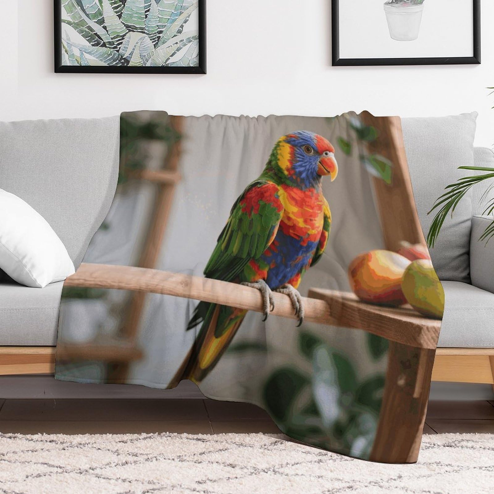 Custom Colored Parrots Blanket Lightweight Flannel Fleece Throw for Couch Sofa Bed Luxury Soft Cozy Plush Lap Bedtime Blanket for All Seasons Bedroom Home Decor Gifts 40x50