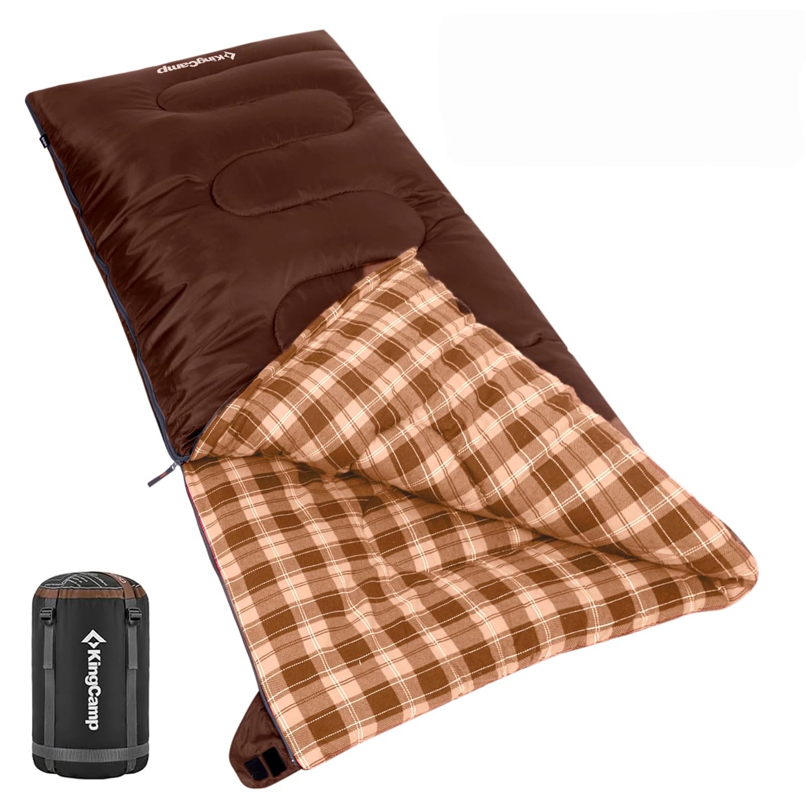 KingCamp Sleeping Bag for Adults, 100% Flannel XL Big and Tall