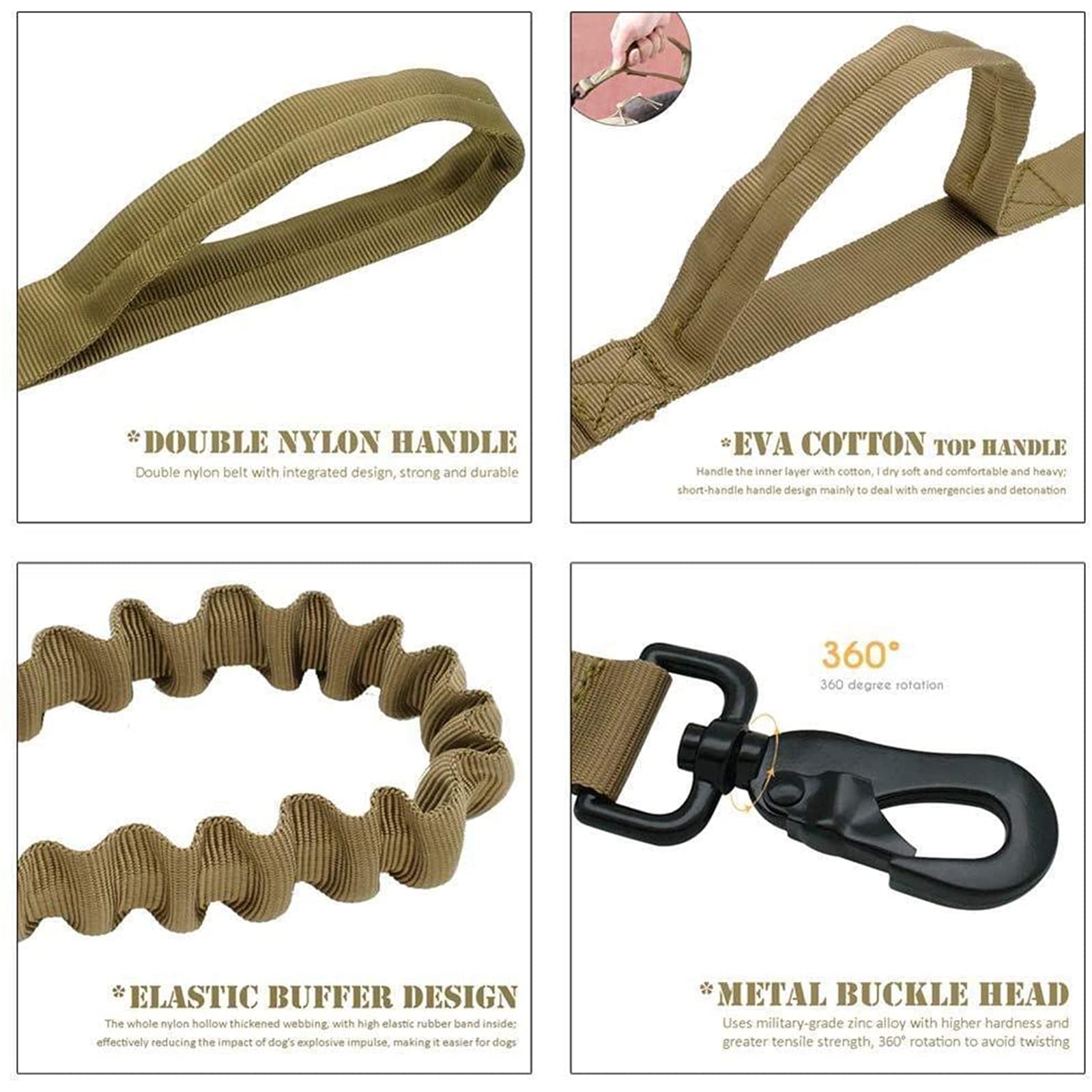 Imbracatura per Gilet Tattico con Guinzaglio Elastico, Imbracatura per Gilet per Cani di Servizio con Maniglia, Imbracatura Militare Senza Trazione Gilet per Cani Militare,Marrone,M