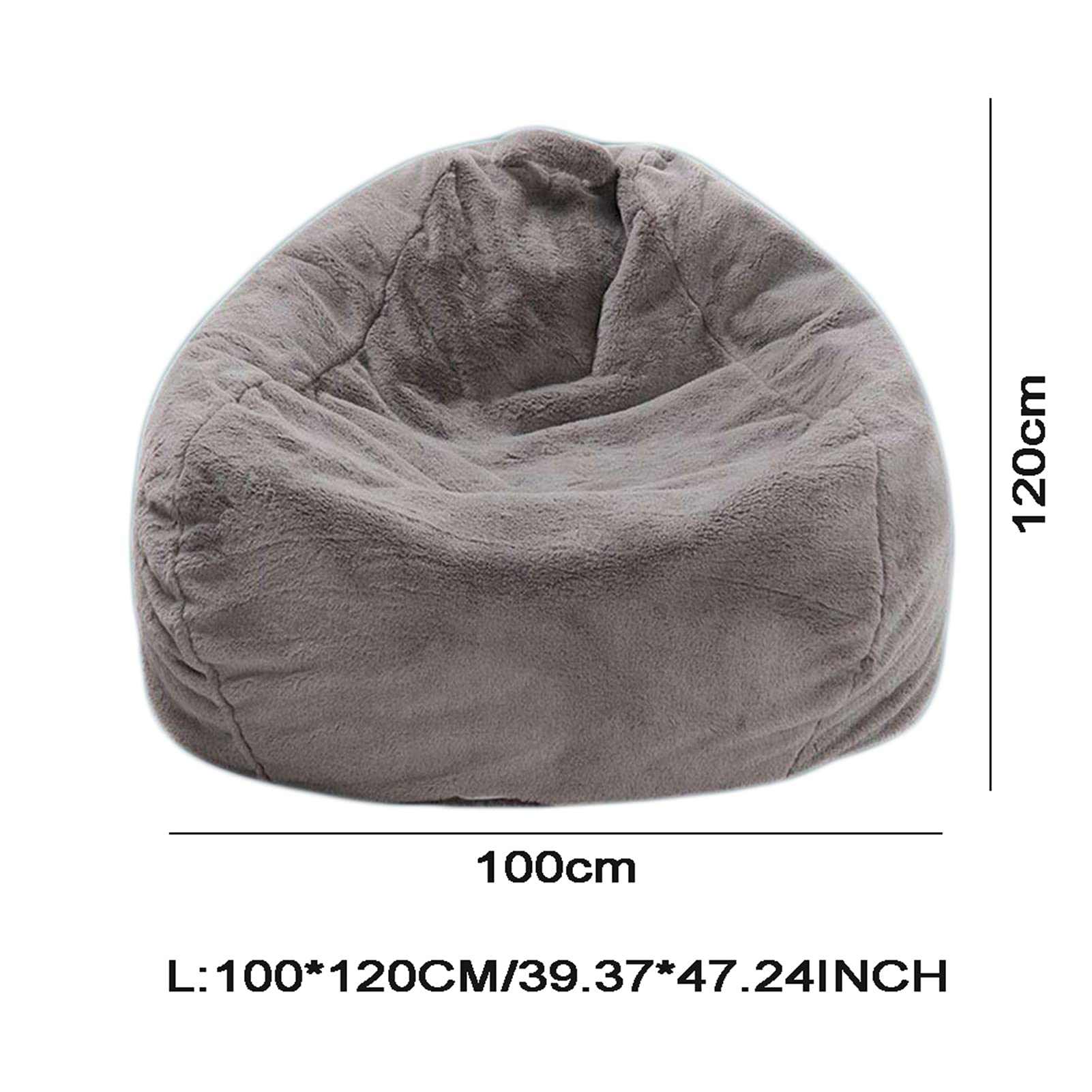 Couverture pour Pouf Poire, Sac de Haricot Rangement Jouets en Fourrure de Lapin Artificielle Housse de Pouf Poire Fauteuil, sans Remplissage,Blanc