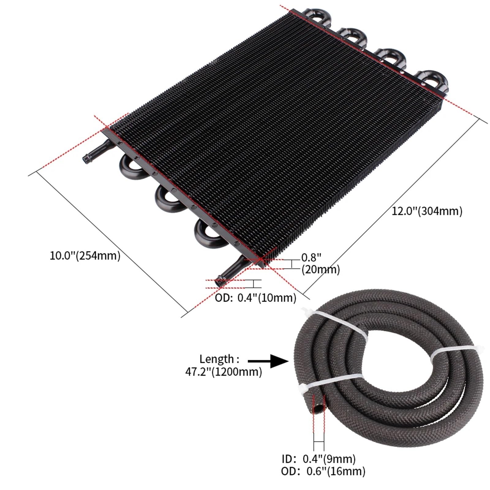 Kit Radiatore Olio A 4 File, 6 File, 8 File, Radiatore In Alluminio, Piastra Di Trasmissione Per Auto E Alette, Radiatore Olio, Convertitore Radiatore Transmission Oil Cooler(8 Row Silver)