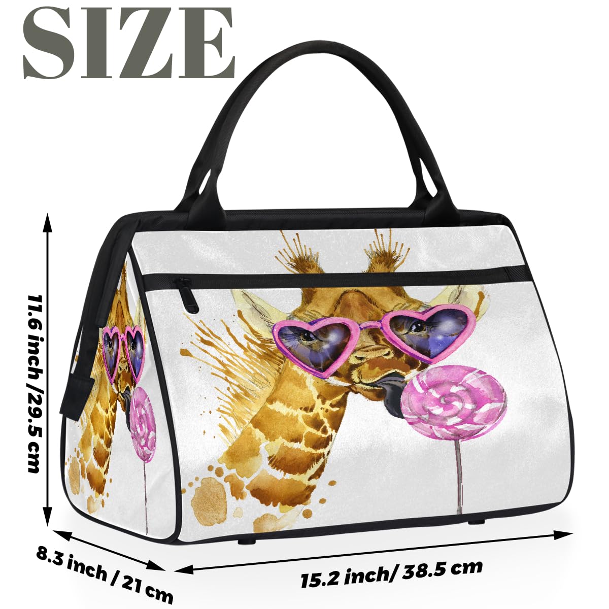 Borsa da palestra con giraffa tropicale per uomini e donne, borsone da viaggio per sport e viaggi, impermeabile, borsa da viaggio per il fine settimana, borsa leggera da portare a mano