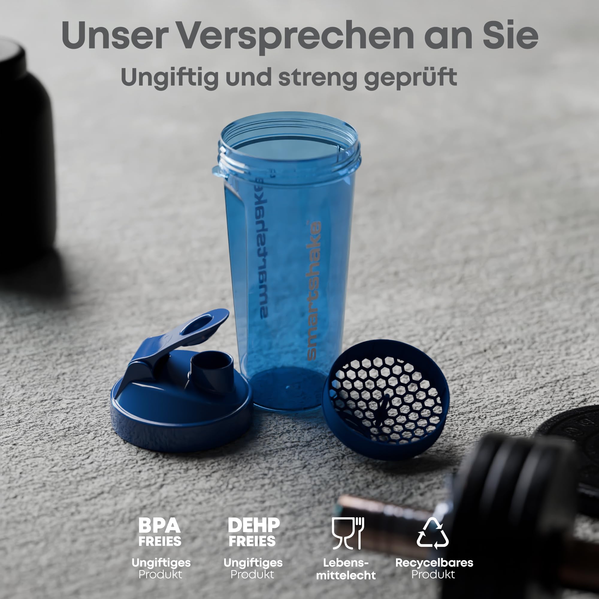 Smartshake Lite 4er-Pack Unisex Protein Shaker Flasche 800 ml | 27 oz – Fitness Shaker – Auslaufsicherer Schraubdeckel – BPA frei – Nebelgrau, Armeegrün, Schwarz, Marineblau