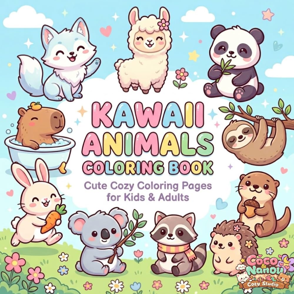 Kawaii Animal Coloring Book: Cute Cozy Coloring Pages for Kids and Adults