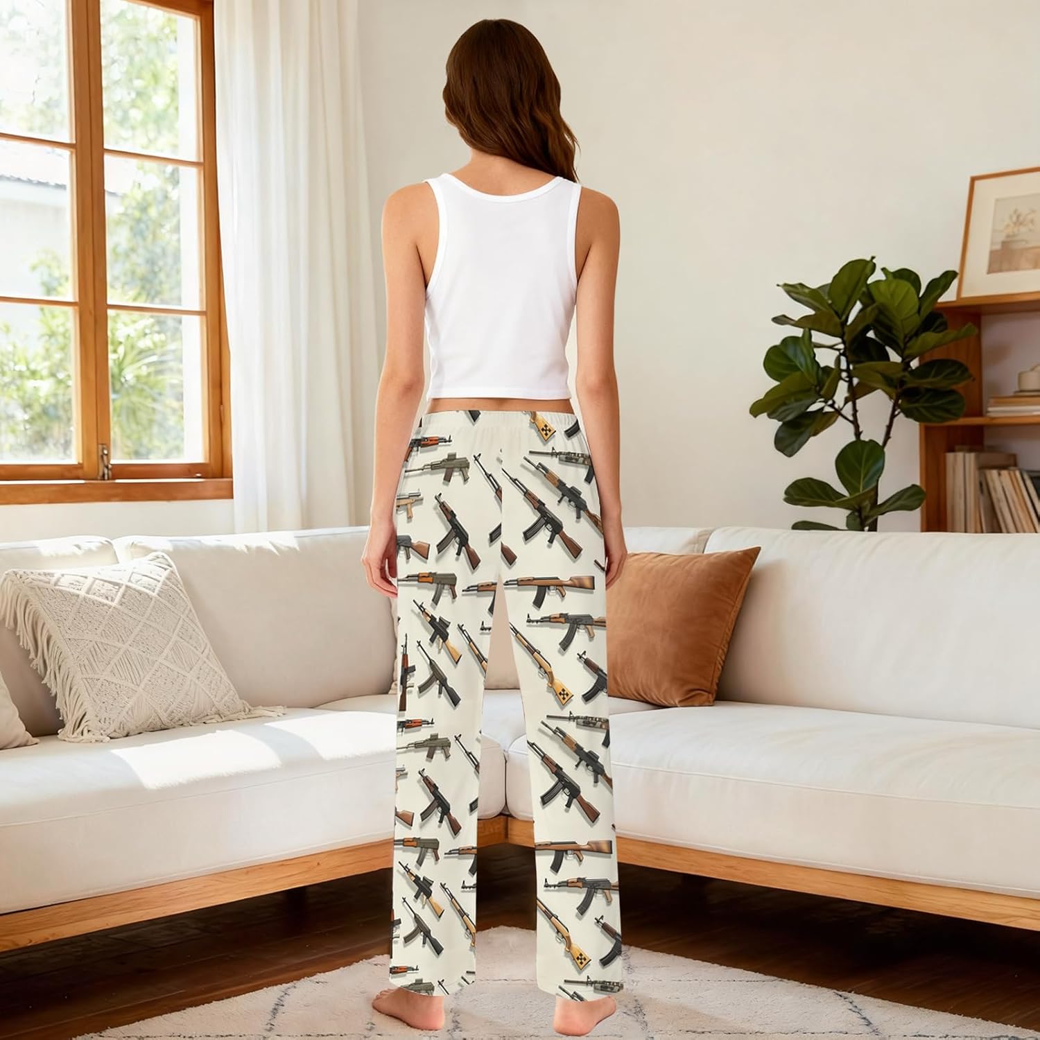 Mens Guns Pajama Pants, Funny Soft Comfy Breathable Lightweight Lounge Bottoms Sleep PJs Lounge Pants with Pockets - Image 6