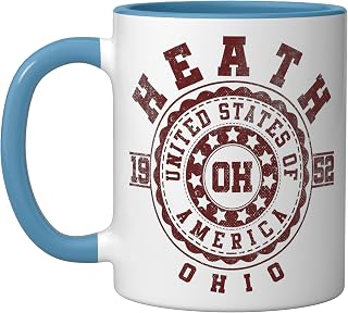 Heath OH | Ohio | Vintage City Apparels Ceramic Mug, Blue/White
