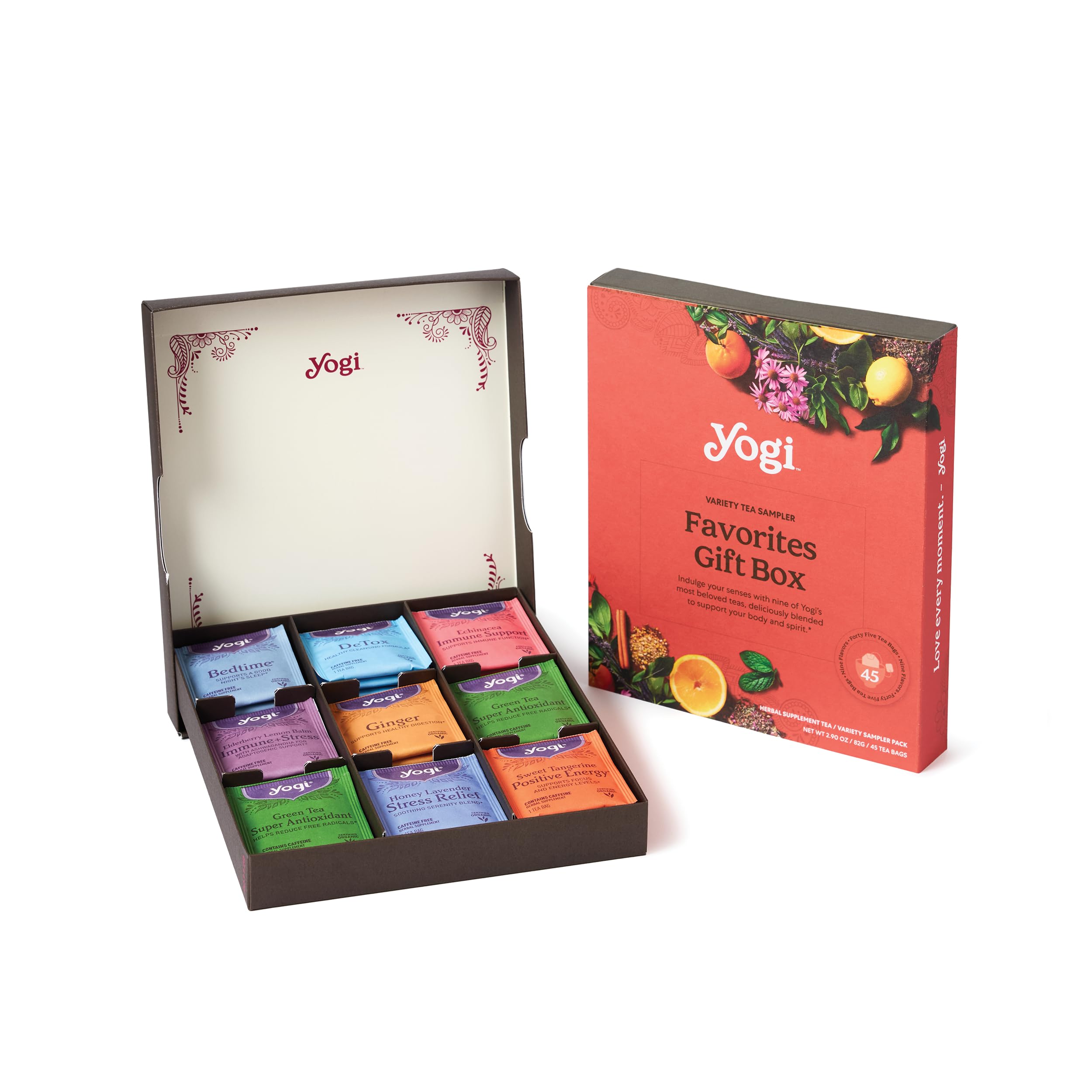 Amazon.com: Yogi Favorites Gift Box, 45 Tea Bags (5 Bags per Flavor)