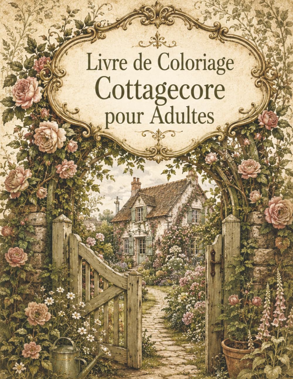 Livre de Coloriage Cottagecore pour Adultes: Univers campagne chic avec fleurs, thé, cottages, animaux doux et décors bucoliques