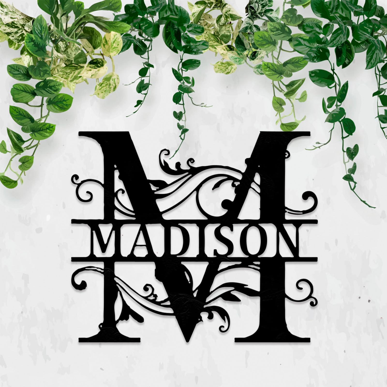 Jeclist Custom 12" Metal Name Sign, Personalized Metal Wall Art, Split Letter Monogram Wall Decor, Last Family Name Signs for Home, Outdoor Metal