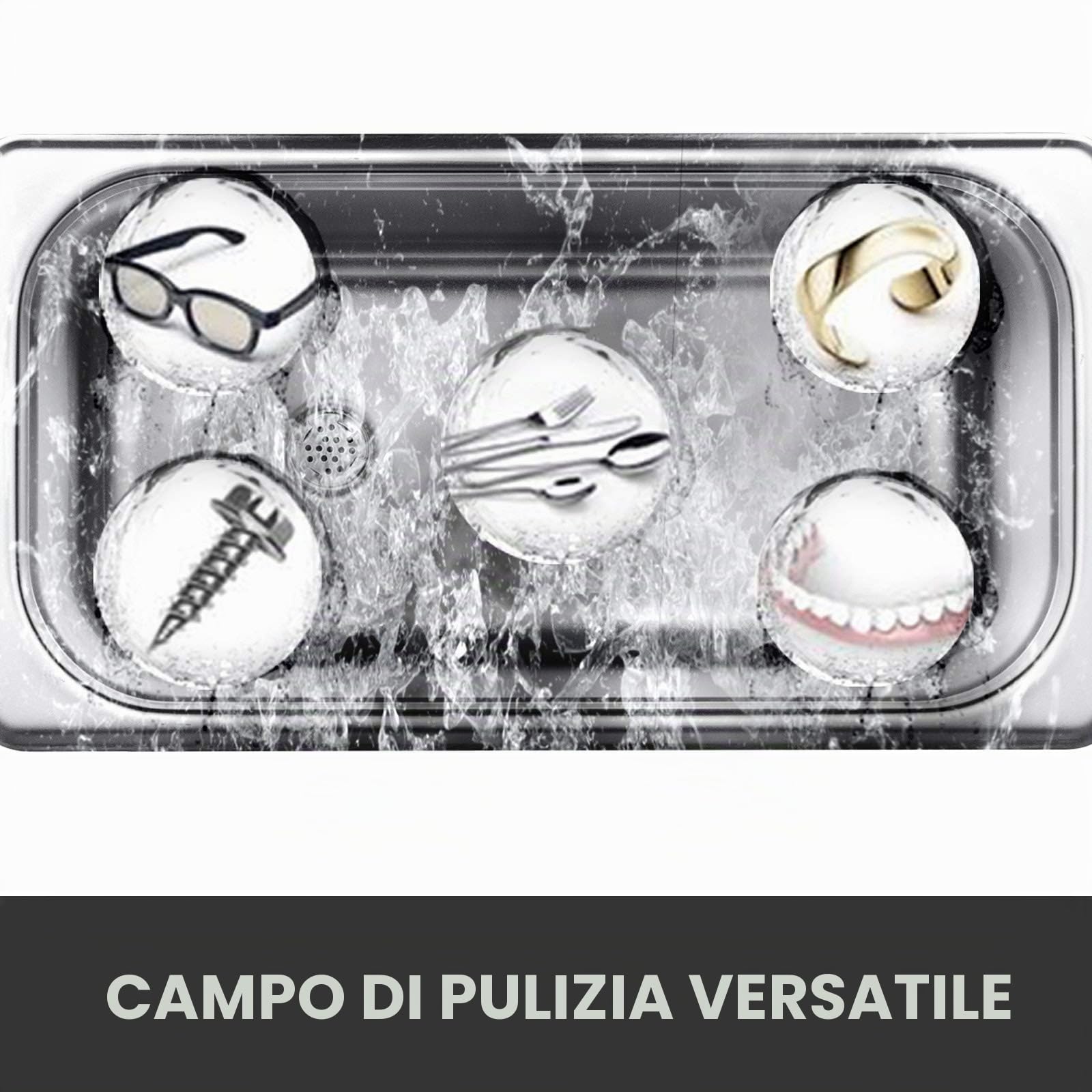 VEVOR Pulitore a Ultrasuoni con Timer di Riscaldamento 6,5L, Pulitore a Ultrasuoni Professionale 220V, Pulitore a Ultrasuoni in Acciaio Inox 40 kHz per la Pulizia di Anelli, Occhiali, Strumenti