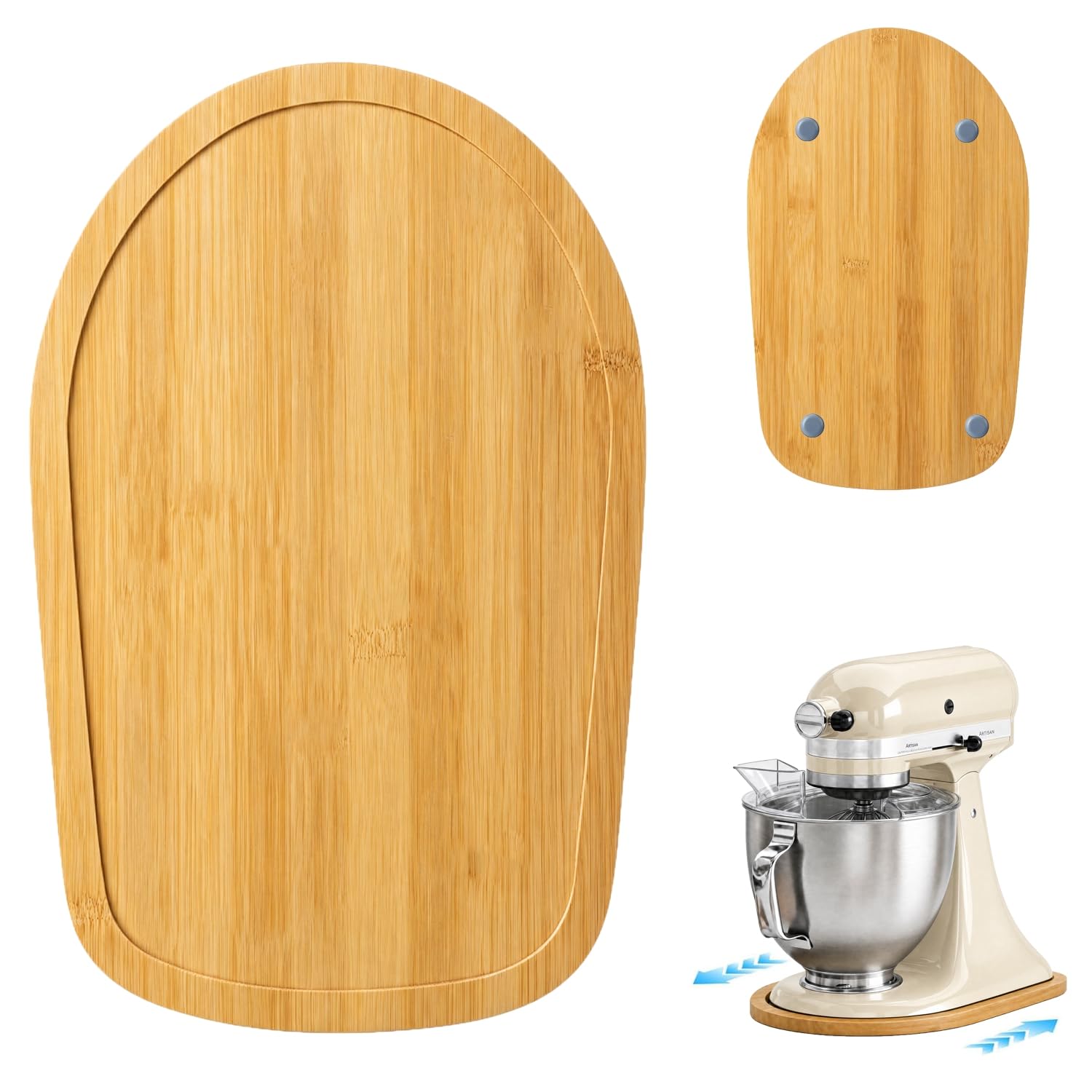 Bamboo Mixer Slider Mat for Kitchenaid Stand Mixer, Artisan 4.5 & 5 Quart Kitchen Aid Accessories and Attachments, Effortless Sliding Kitchen Aid Alider for Countertop Protect