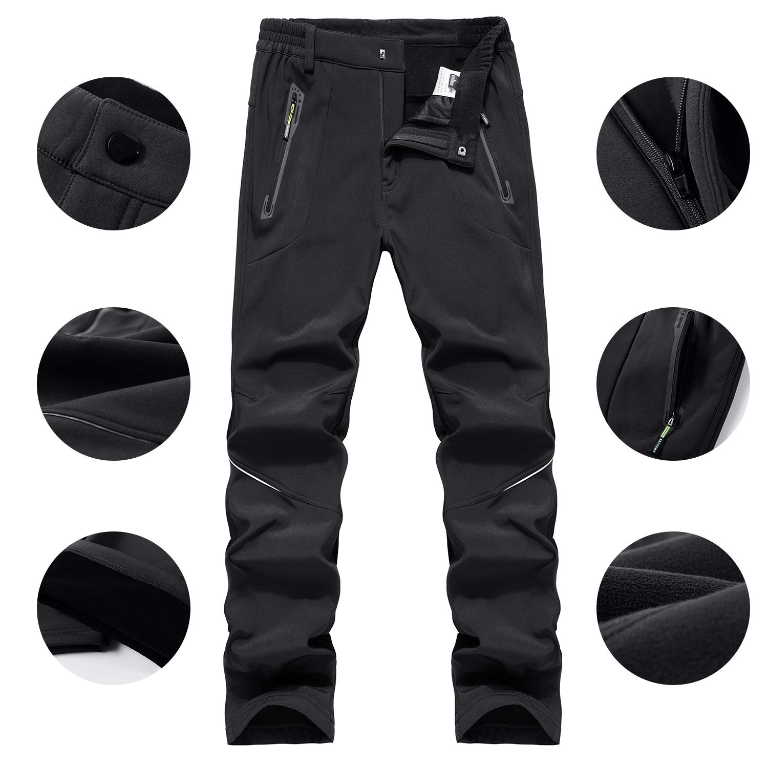 BWBIKE Pantaloni Invernali da Uomo in Pile Spessi Caldi Caldi Pantaloni idrorepellenti Antivento Pantaloni da Trekking Pantaloni Soft Shell da Uomo