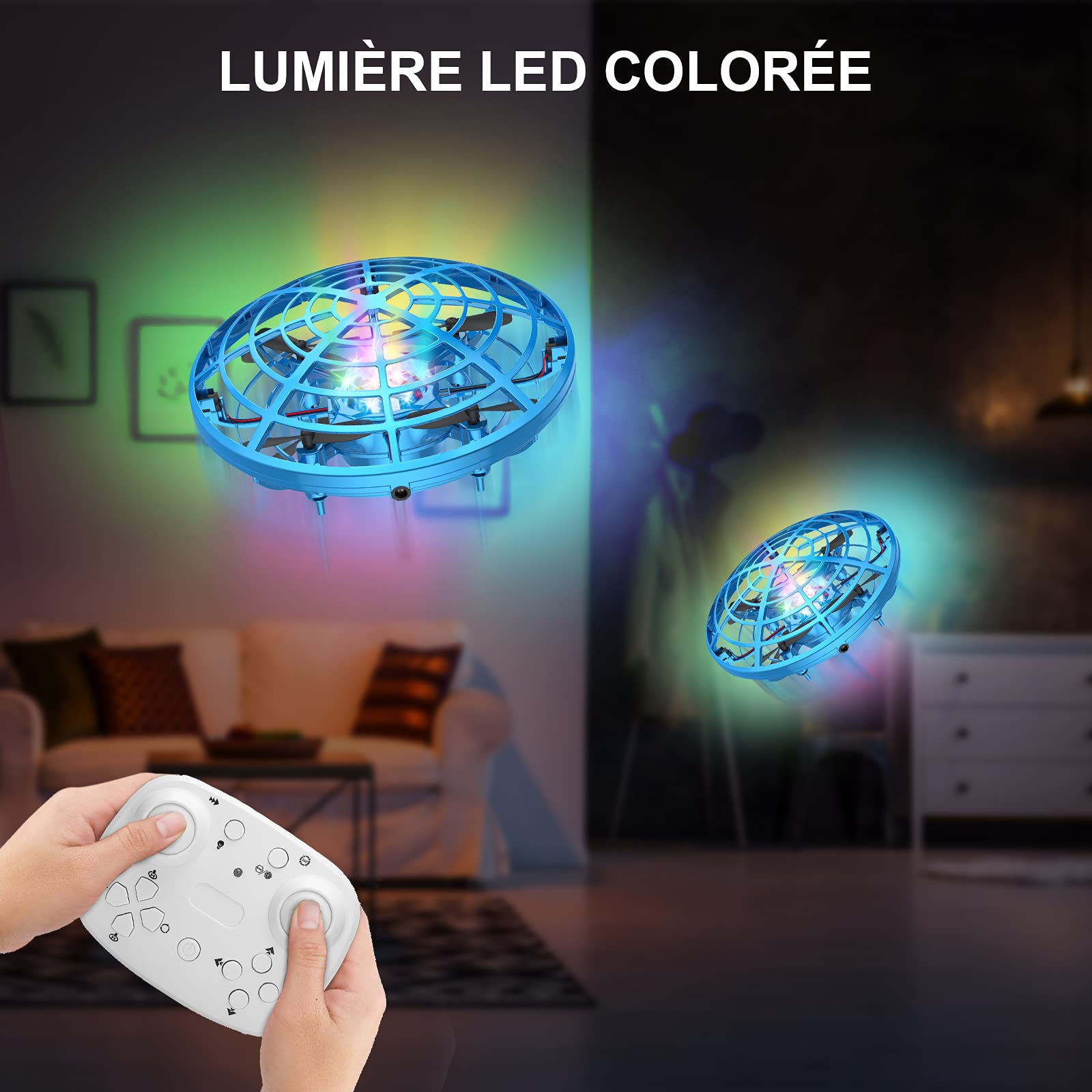 Nowy Drones à Main, Mini Drone UFO Mains Libres Rotaion 360°, Télécommande LED Avion Jouet Volant Cadeau dla dzieci