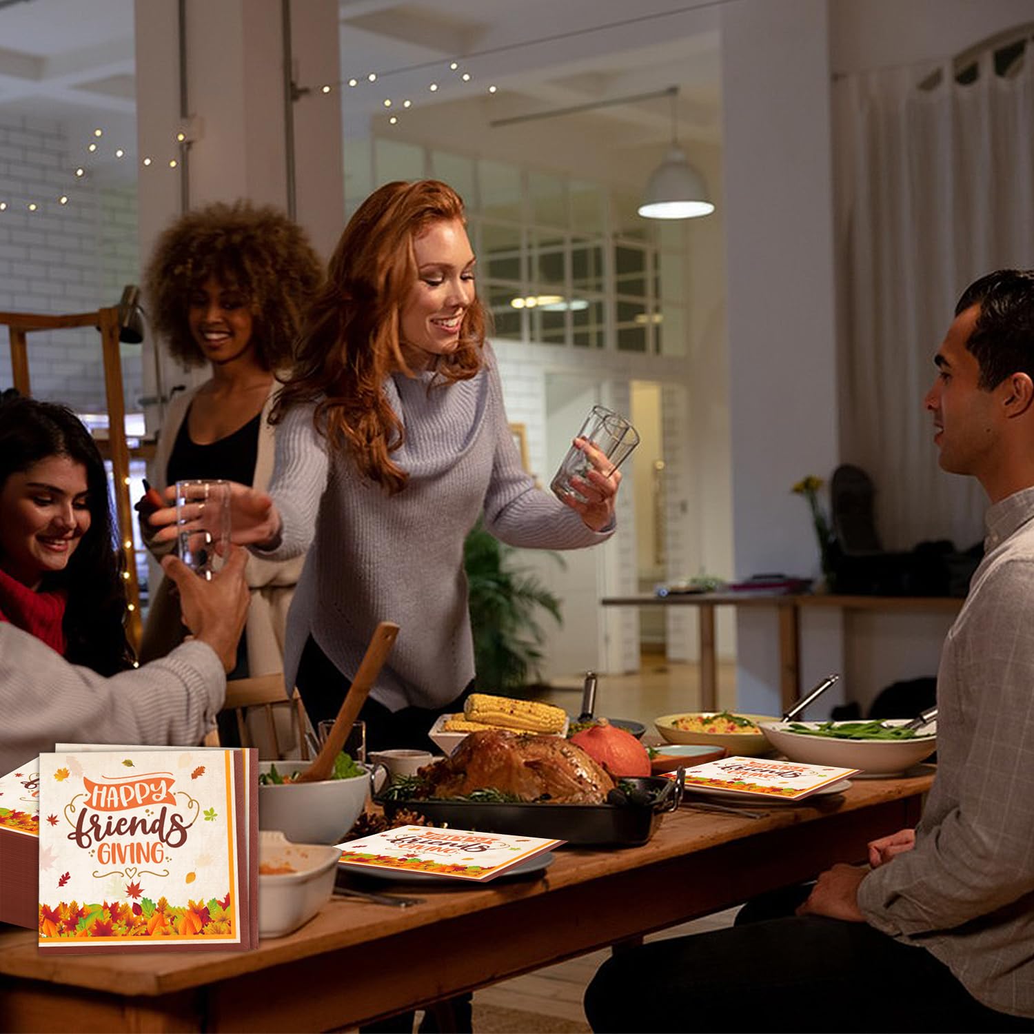 100 Thanksgiving-Servietten Mit Ahornblättern – Happy Friendsgiving – Einweg-Papier, 33x33 Cm 100 Thanksgiving-Servietten Mit Ahornblättern – Happy Friendsgiving – Einweg-Papier, 33x33 Cm