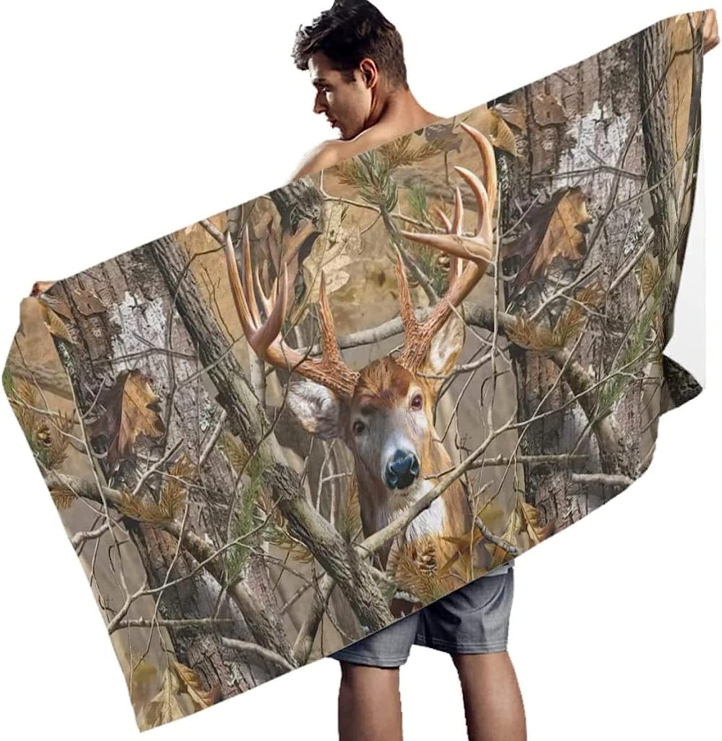 Mikrofaser Strandtuch 3D Drucken Waldtier Elch Extra Großes Mikrofaser Strandtuch Für Erwachsene, Sandfreies Schnelltrocknend Leichtes Handtuch Für Strand Schwimmen 150 X 200 cm -4N7Q/R6L