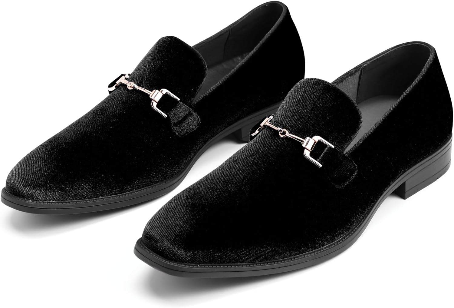 AUSTIN MILL Men's Velvet Penny Loafers Slip-On Dress Shoes with Gold Buckle for Business Party Prom