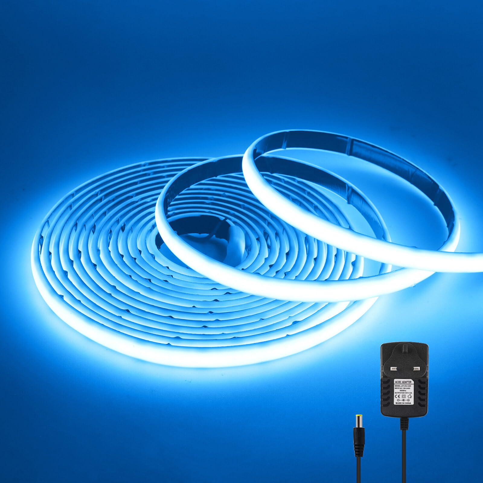 KAFULA 12V COB LED neon Light Strip self-Adhesive [3m, ice Blue], IP68 Waterproof Flexible, 320 LEDs/m Super Bright FCOB LED Fairy Light CRI90+, can be Cut Every 5cm, Indoor and Outdoor Decoration — image 1