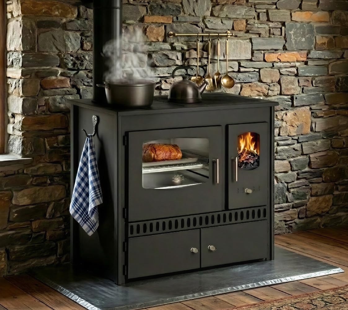 Küchenofen Holzherd P ECO INOX, linke Version - 7 kW