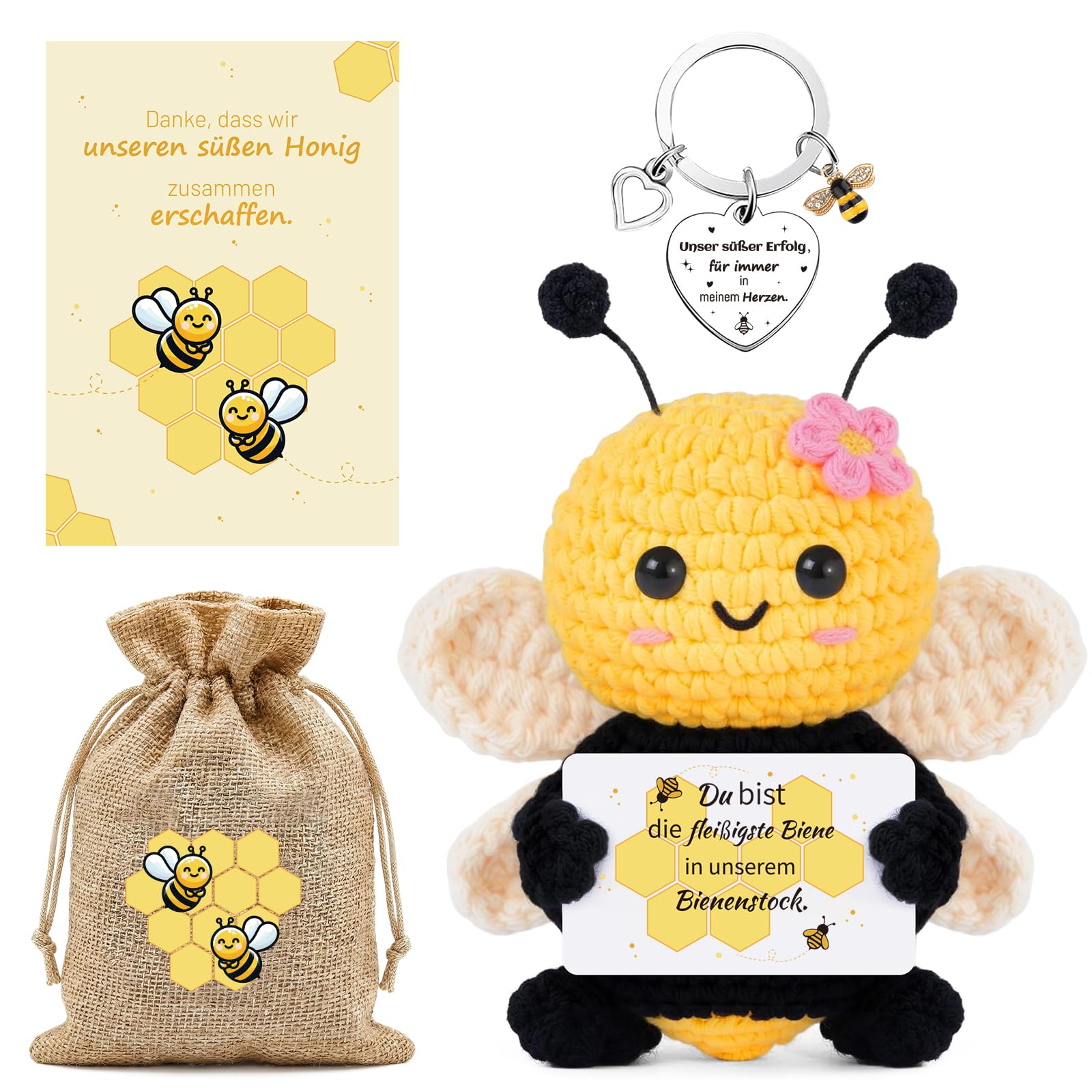 Best Friend Gifts, Birthday Gift for Women, Pocket Hug Bee Lucky Charm Gifts, Get Well Soon Gift, Funny Courage Gift for Sister Mum Colleague (B)