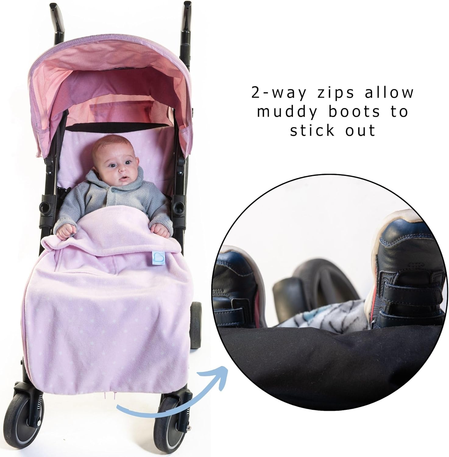 Universal Snuggle Fleece Baby Stroller Footmuff Bunting Bag, 2-in-1 Seat Liner & Pushchair Footmuff to Keep Baby Warm & Dry, Dusty Dots