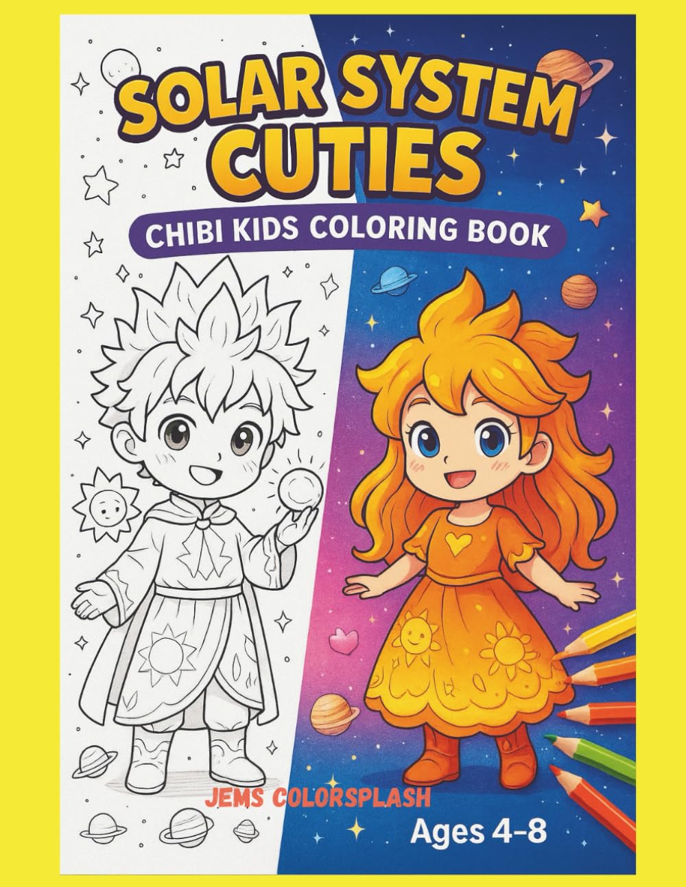 Solar System Cuties: Chibi Kids Coloring Book for Ages 4–8 | Learn the Planets with Adorable Anime-Inspired Characters
