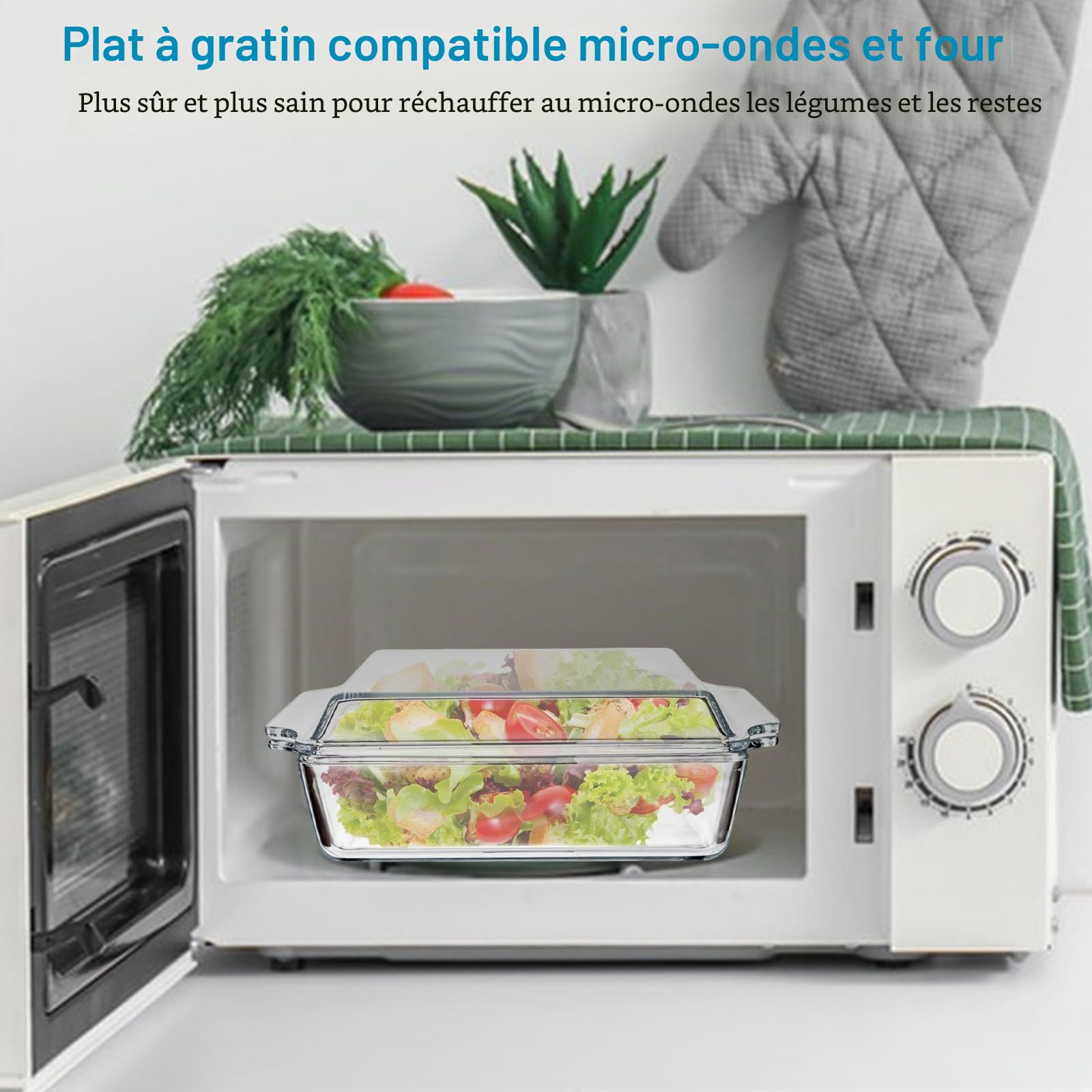 Plat à four rectangulaire 2 l avec couvercle en verre - 29 x 20 x 9 cm - Plat à lasagnes - Récipient de conservation en verre pour rôtir, four, cuisinière électrique, plat à gratin résistant à