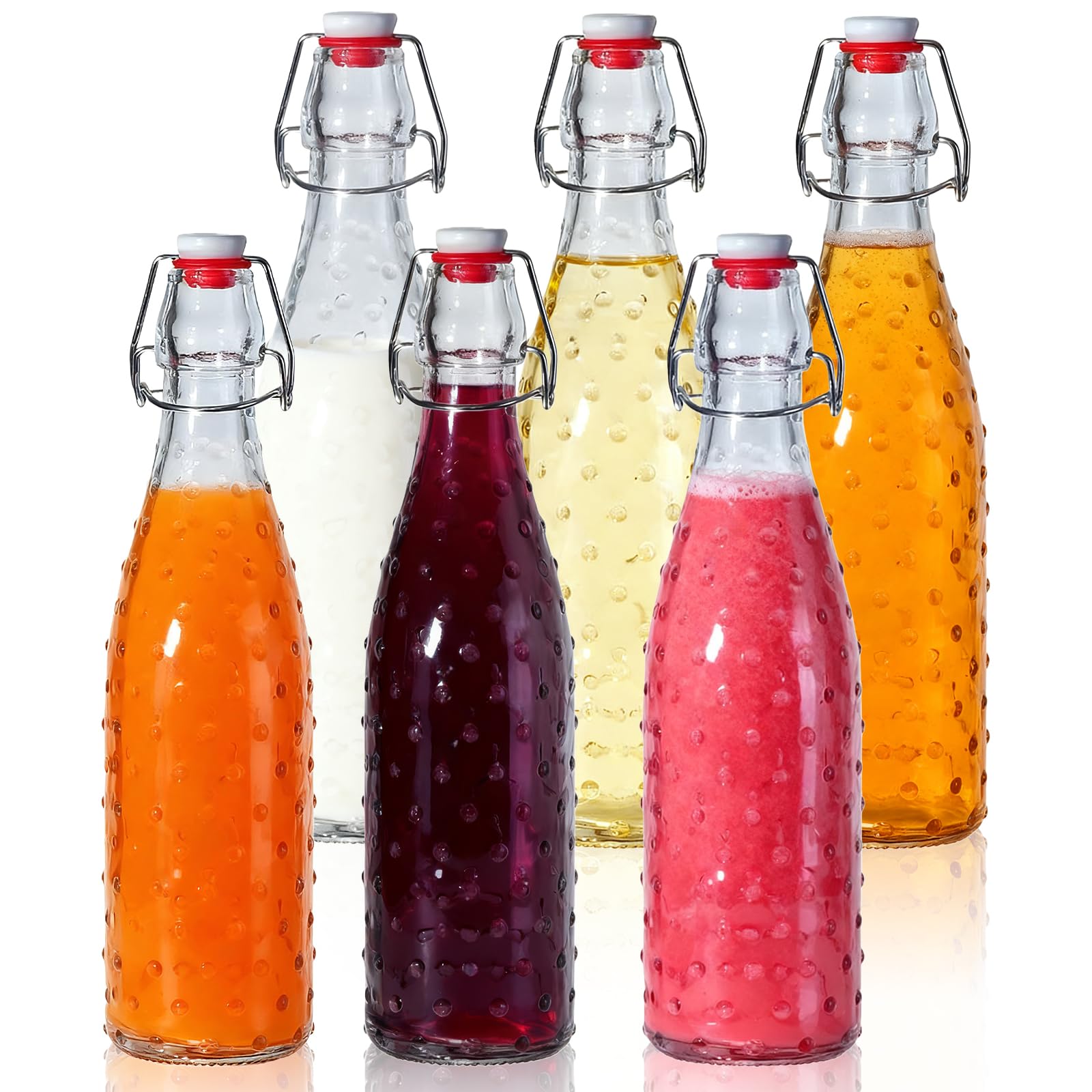 Meetoz 500Ml Glass Bottles With Stoppers,6Pcs /17Oz Clear Glass Bottles,With Airtight Stoppers Clip Top Preserve Bottless,For Oil, Wine,Vinegar, Condiments, Water, Juice