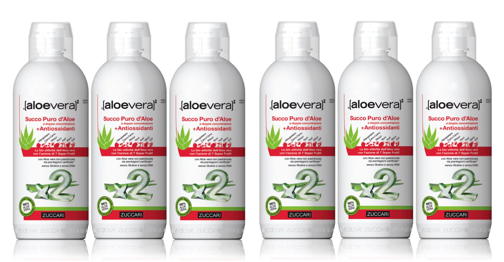 ZUCCARI - 6X (SUCCO PURO D'ALOE)2 CON ANTIOSSIDANTI 1 LITRO