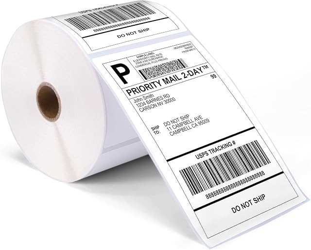 4"x 6" Direct Roll Thermal Labels - ASprink Direct Thermal Shipping Labels Self Adhesive - White Mailing Labels for Thermal Label Printers (Roll Style & 500 Labels)