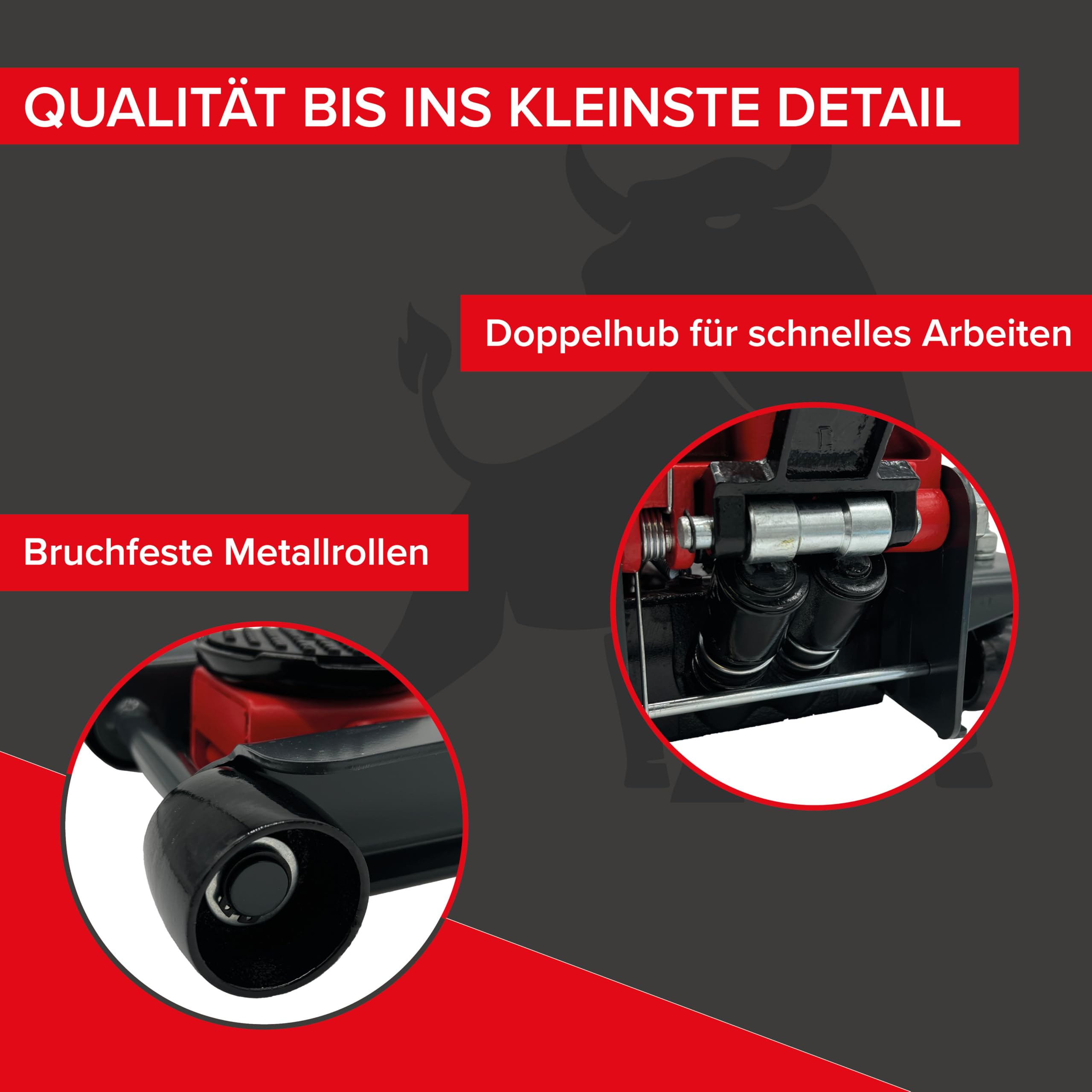Hydrauliczny podnośnik samochodowy 3T (83-500 mm) – podwójny skok, nożny, uchwyt D, półka, w zestawie gumowe nakładki, sztyft do opon, ochraniacze na kolana i rękawiczki – podnośnik